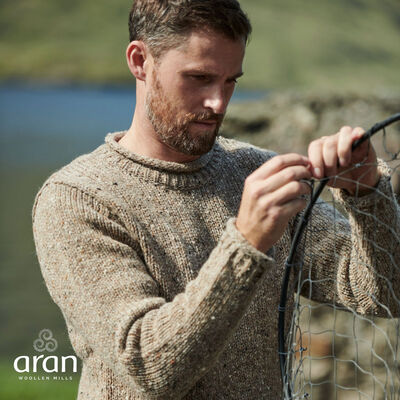 Roll Neck Fisherman's Woollen Sweater - Oatmeal